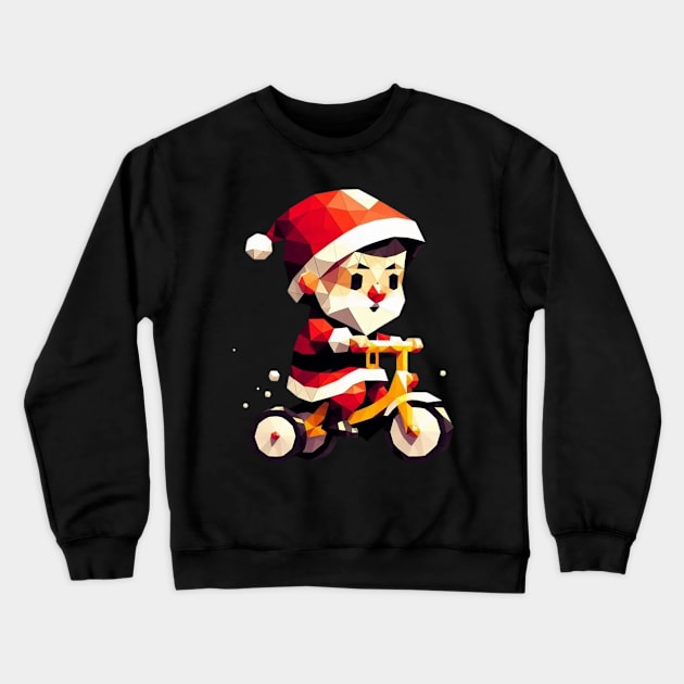 Christmas Baby Santa Bicycle Crewneck Sweatshirt by fadinstitute